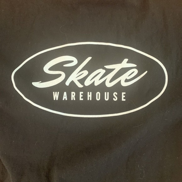 Skate Warehouse Traditional T-Shirt Black Super Max Heavy Front Back Logo Size L - Picture 7 of 9